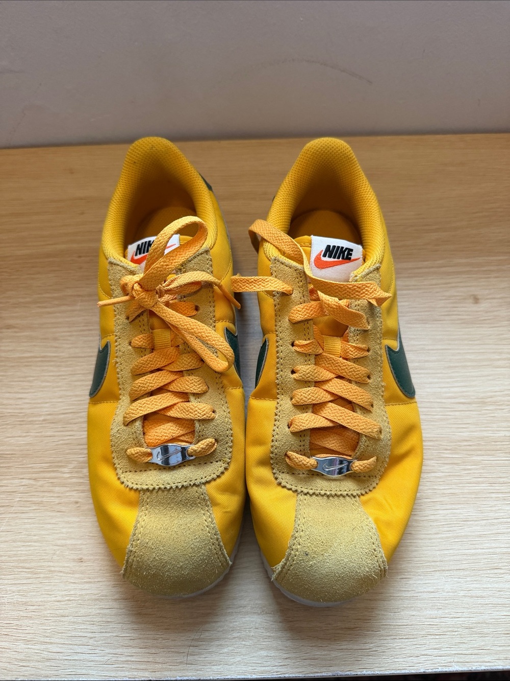 Nike Yellow Sneakers with Green Swoosh